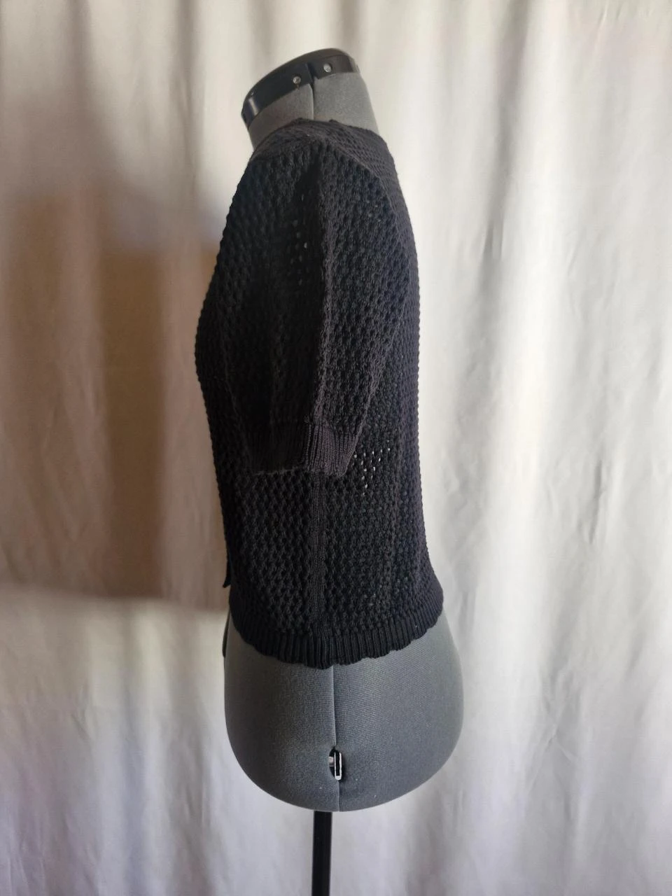 Short-sleeved openwork top for women - Black - Size XS – photo 2